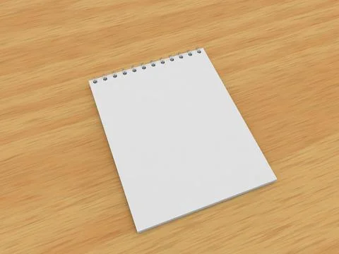 Notepad for notes on a wooden table. 스톡 일러스트