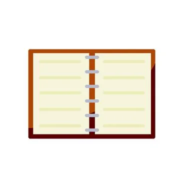 Notepad. Open notebook for writing. School book or textbook for studying. Stock Illustration