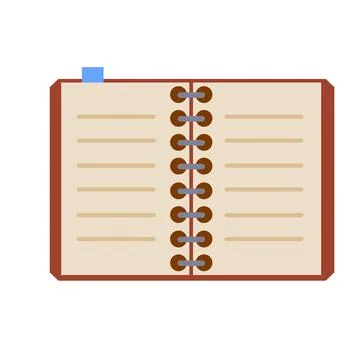 Notepad. Open notebook for writing. School book or textbook for studying. Illustrazione stock