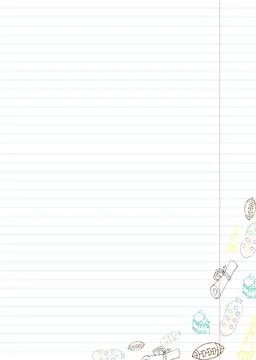 Notepad with outline school doodles Illustrazione stock