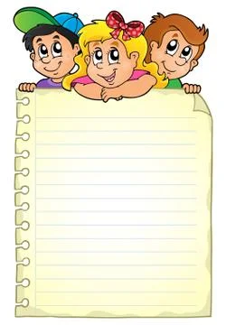 Notepad page with children theme - eps10 vector illustration. 스톡 일러스트