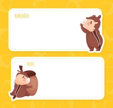 Notepad Page with Cute Chipmunk Character Vector Template Stock Illustration