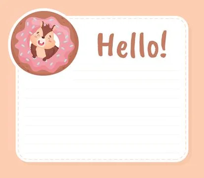 Notepad Page with Cute Chipmunk Character Vector Template Stock Illustration
