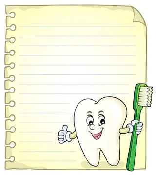 Notepad page with happy tooth Illustrazione stock