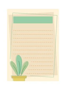 Notepad page with plant Stock Illustration