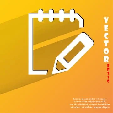 Notepad paper Documents. Flat modern web button with long shadow and space fo Illustrazione stock