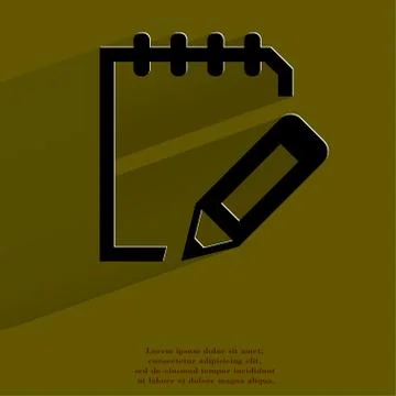 Notepad paper Documents. Flat modern web button with long shadow and space for y Illustrazione stock