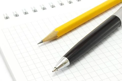 Notepad with pen and pencil Stock Photos