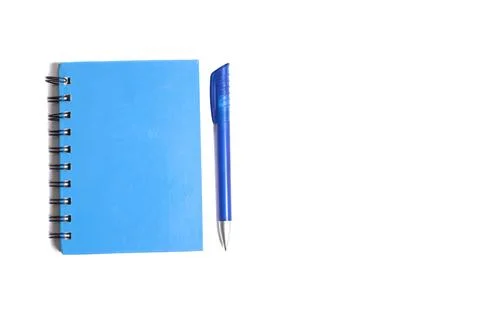 Notepad with pen top view Stock Photos