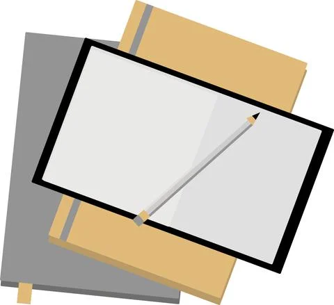 Notepad, pencil, folder, isolated on a white background. Stock Illustration