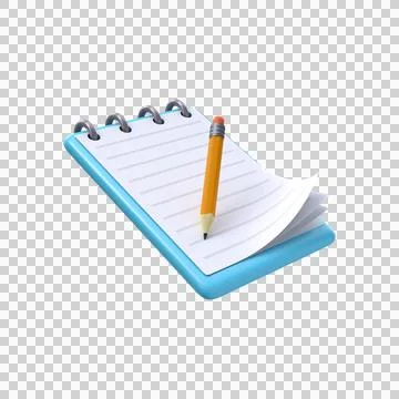 Notepad with pencil icon. 3d illustration Stock Illustration