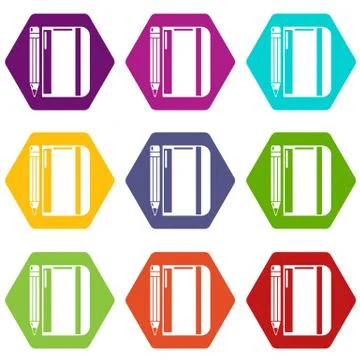 Notepad pencil icons set 9 vector イラスト素材