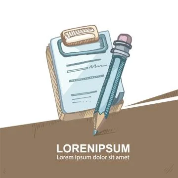 Notepad with pencil Stock Illustration