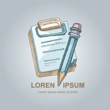 Notepad with pencil Stock Illustration