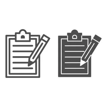 Notepad with pencil line and solid icon, science concept, Checklist with pen Stockillustratie