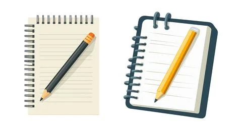 Notepad Pencil Paper Stationery Stock Illustration