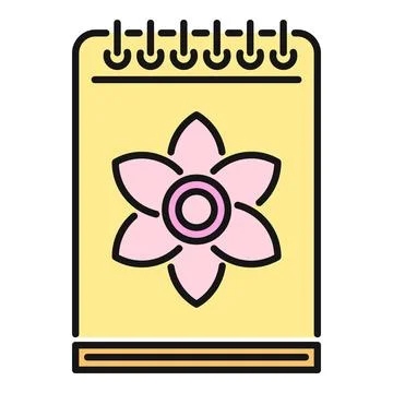 Notepad with pink flower icon and spiral binding Иллюстрация