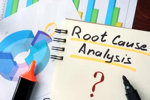 Notepad with RCA - Root Cause Analysis on the table. Stock Photos