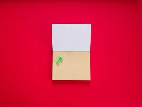 Notepad on red copy space top view Stock Photos