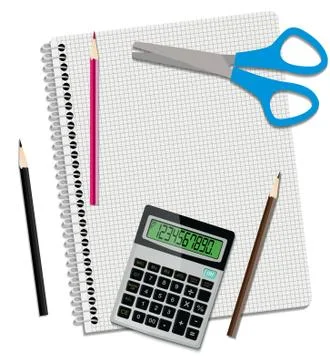 Notepad with school supplies Stock Illustration