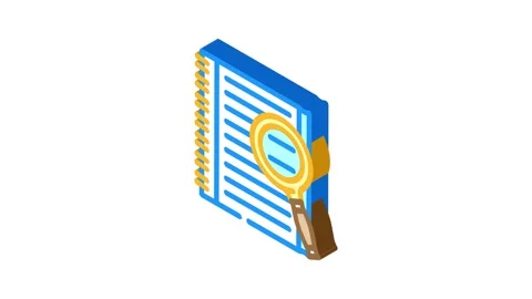 Notepad search magnifying glass isometric icon animation Stock Footage 327288822