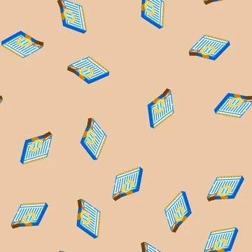 Notepad search magnifying glass isometric icon seamless pattern Stock Illustration