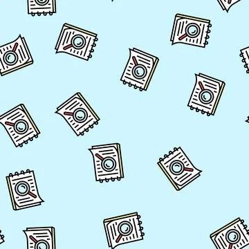 Notepad search magnifying glass vector seamless pattern Stock Illustration