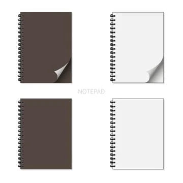Notepad set whis curved paper on a white background Stock Illustration
