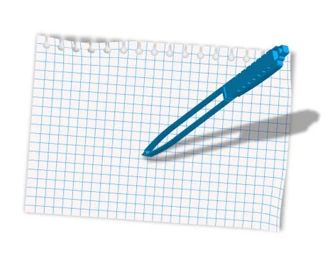 Notepad sheet and sketchy ballpoint pen. Original template for daily notes Stock Illustration