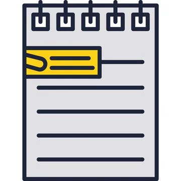 Notepad sheet with bookmark paper clip vector icon 스톡 일러스트