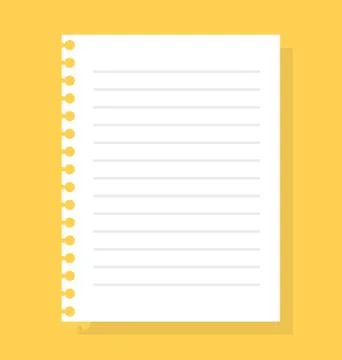 Notepad sheet. Isolated vector illustration on color background. Illustrazione stock