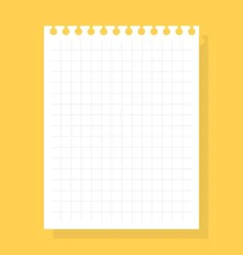 Notepad sheet of squared paper.  Isolated vector illustration on color backgr Stock Illustration
