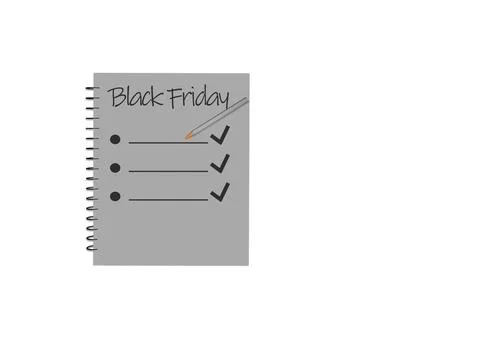 Notepad shopping list for Black Friday sale 库存插图