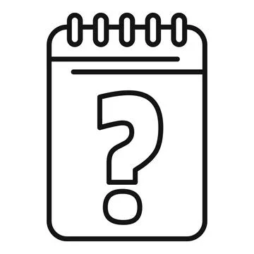 Notepad showing question mark icon asking for answer Ilustração Stock