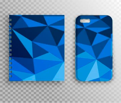 Notepad on a spring and a cover of the smartphone - a vector design layout. Stock Illustration