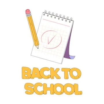 A notepad for taking notes. The pencil writing note. Mark done. Vector Illustrazione stock