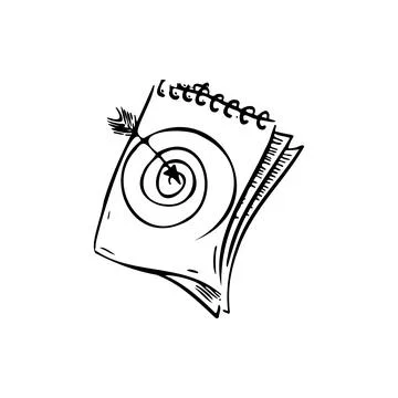 Notepad, target, arrow sketch vector illustration 스톡 일러스트