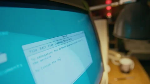 Notepad with Task List on Screen of Retro 90s Computer Stock Footage 327233739