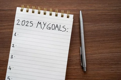 Notepad with text 2025 My Goals. Stock Photos
