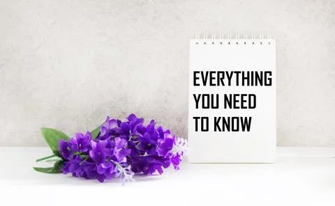 Notepad with text everything you need to know business concept Stock Photos