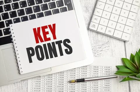 Notepad with the text KEY POINTS on laptop Stock Photos