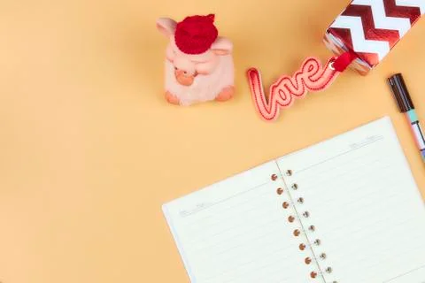 Notepad for text on a pastel color table with a copy. The concept of educatio Photos