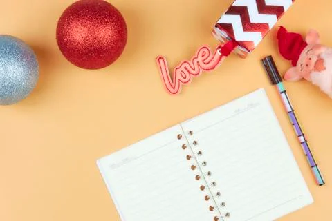 Notepad for text on a pastel color table with a copy. The concept of educatio Stock Photos
