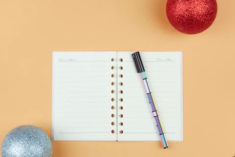 Notepad for text on a pastel color table with a copy. The concept of educatio Stock Photos
