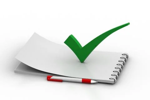 Notepad with tick mark Stock Illustration