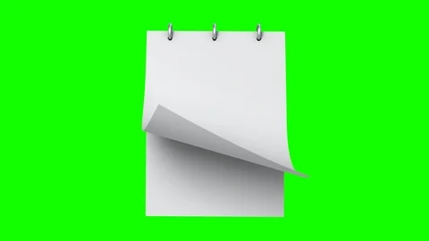 Notepad with a Turning Page on a Green Background, 3d Animation, 4K 動画素材 94659804
