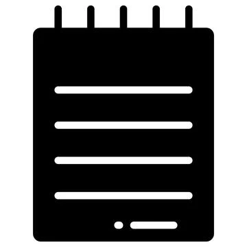 Notepad vector glyph icon, school and education icon. Illustrazione stock