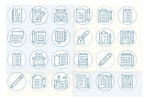 Notepad Vector Icon Repository containing 24 Thin Line 128x128 Pixel Aligne.. Stockillustratie