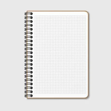 Notepad with a vertical spring spiral. Notebook with checkered sheet. Isolate Stock Illustration