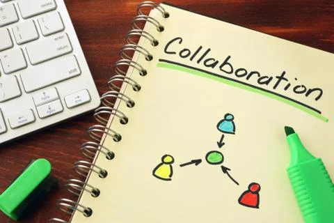 Notepad with word collaboration. Cooperation teamwork concept. Stock Photos